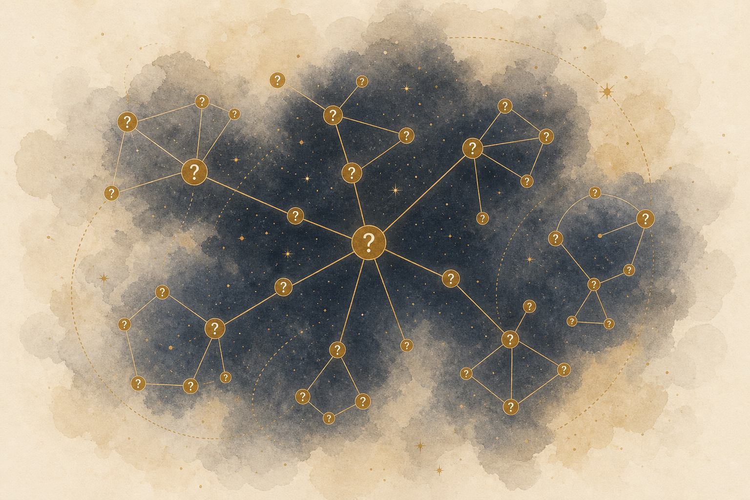 Prompt Universe 像一张结构化的问题星图:问题被分层组织,而不是随机散落·概念示意图